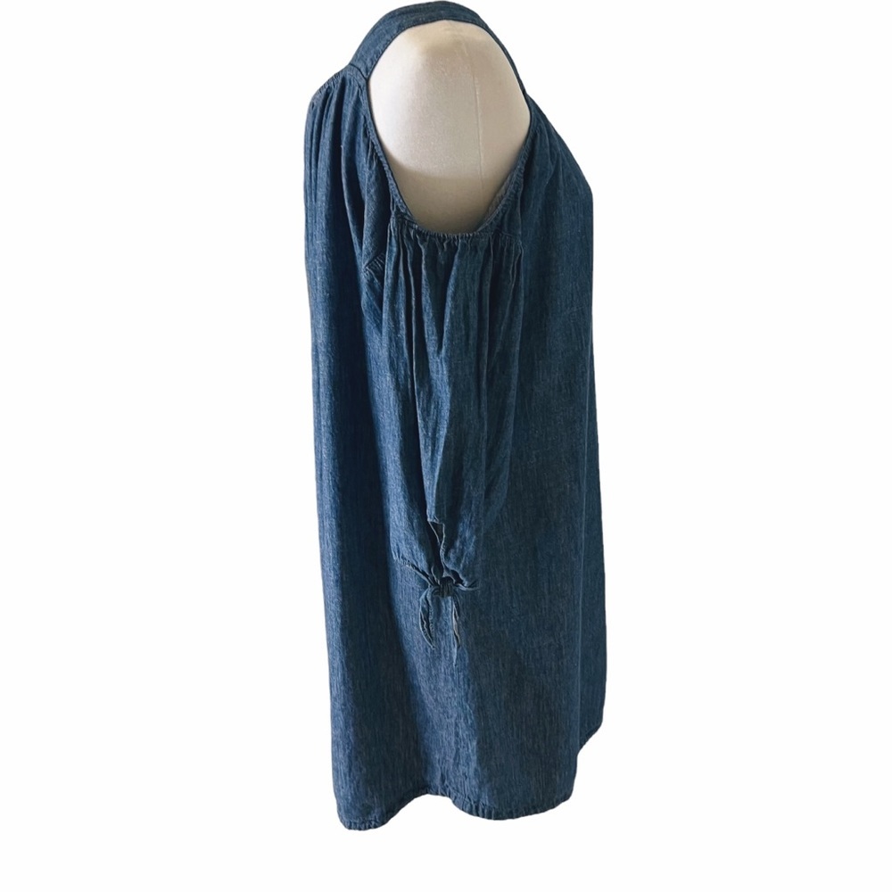 Madewell Chambray Cold-Shoulder Linen/Cotton Blend Denim Dress Size Small - Picture 5 of 9